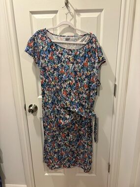 Lands' End Blue Floral Midi Dress